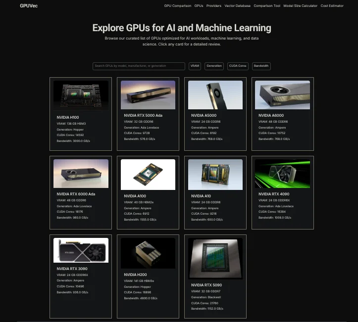 GPUvec Best Cloud GPU Providers